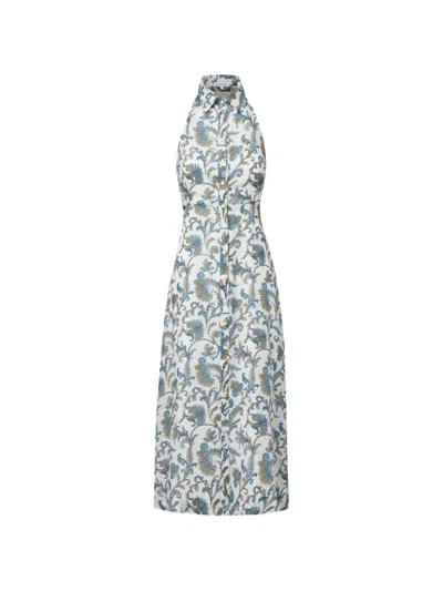 Veronica Beard Mackey Paisley Ramie Midi Dress In Blue