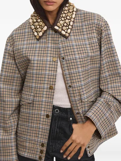 Veronica Beard Kasper Plaid-pattern Embellished-collar Jacket In Multi