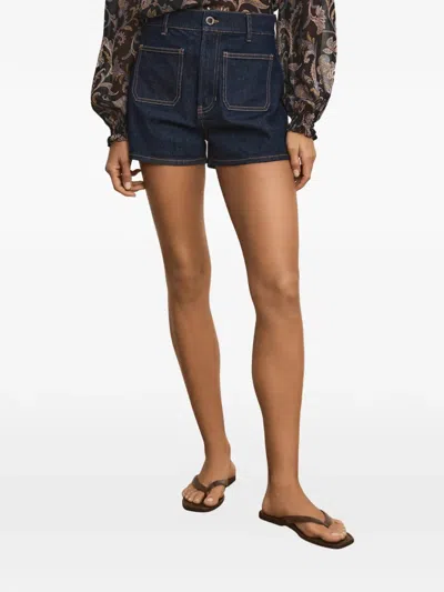 Veronica Beard Elijah Button-fastening Shorts In Blue
