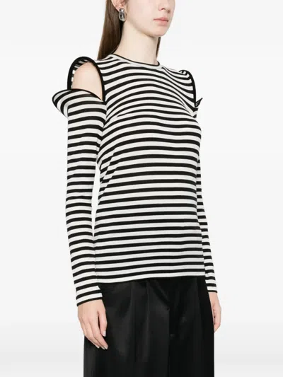 Junya Watanabe Striped Cold-shoulder Top In Multi