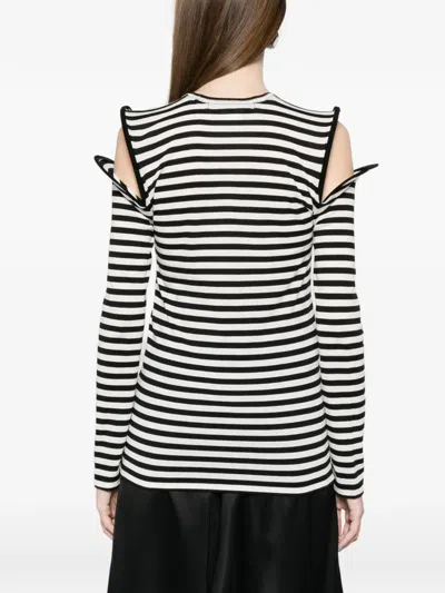 Junya Watanabe Striped Cold-shoulder Top In Multi