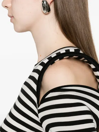 Junya Watanabe Striped Cold-shoulder Top In Multi