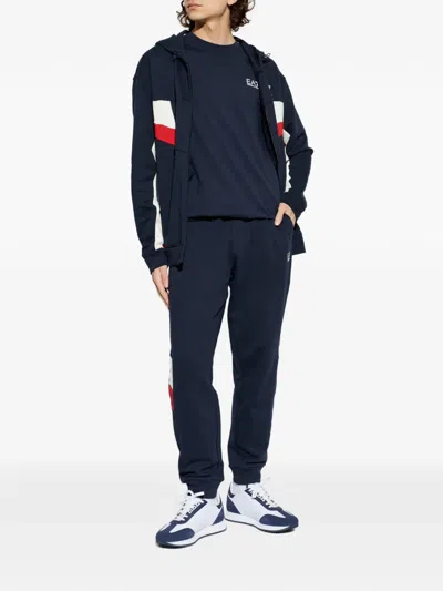 Ea7 Logo Track Pants In Blue
