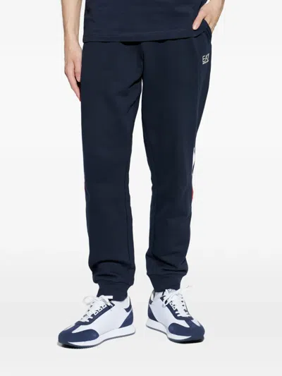 Ea7 Logo Track Pants In Blue