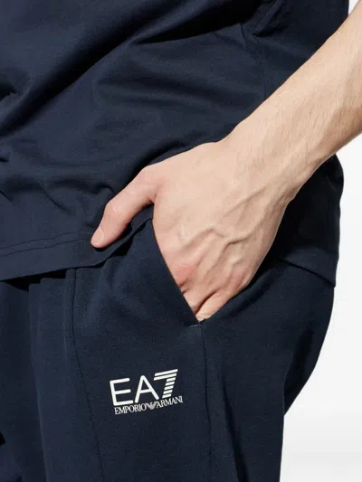Ea7 Logo Track Pants In Blue
