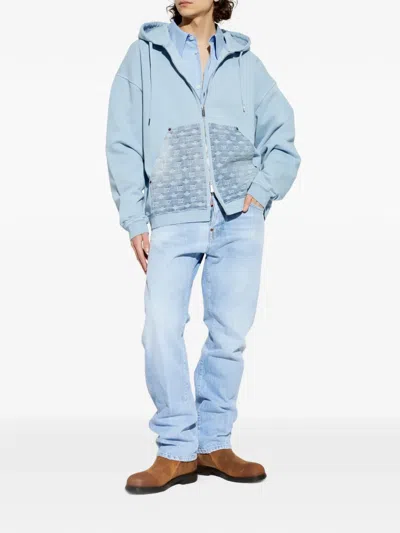 Dsquared2 Hooded Patterned Jacket In Blue