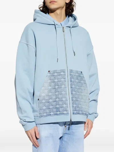 Dsquared2 Hooded Patterned Jacket In Blue