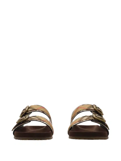 Burberry Urchin Python-printed Leather Dual Buckle Slide Sandals In Animal Print