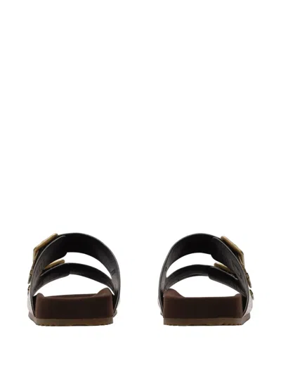 Burberry Urchin Python-printed Leather Dual Buckle Slide Sandals In Animal Print