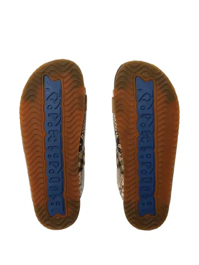 Burberry Urchin Python-printed Leather Dual Buckle Slide Sandals In Animal Print