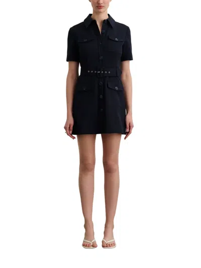 Toccin Lydia Short Sleeve Snap-front Dress In Brown