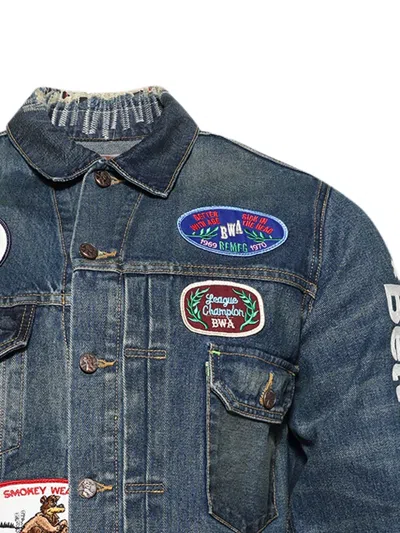 Better With Age Patch Denim Jacket In Blue