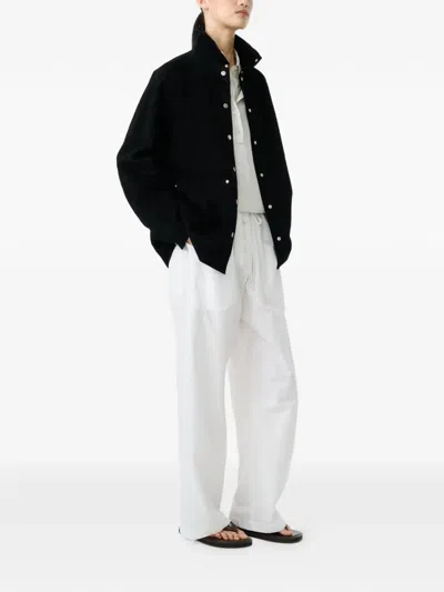 Studio Nicholson Dash Press-stud Suede Jacket In Black