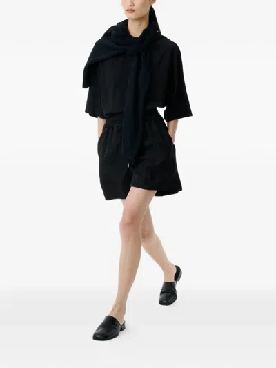 Studio Nicholson Bascom Short-sleeve Back-button Top In Black