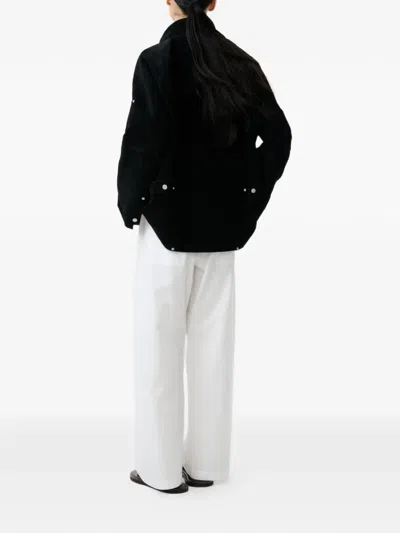 Studio Nicholson Dash Press-stud Suede Jacket In Black