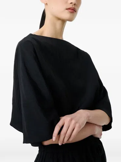 Studio Nicholson Bascom Short-sleeve Back-button Top In Black