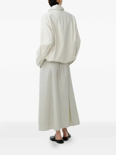 Studio Nicholson Drawstring Collar Zip Jacket Long Sleeves In White