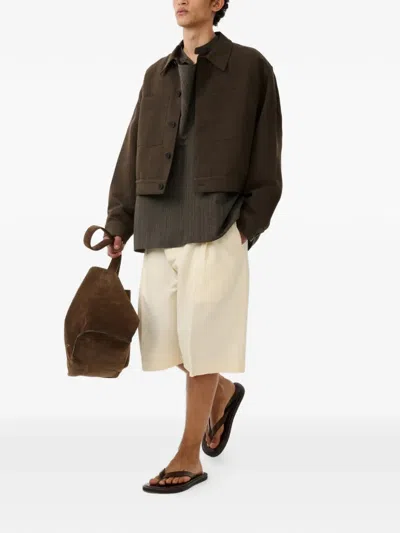 Studio Nicholson Piper Patch Pockets Cropped Jacket In Brown