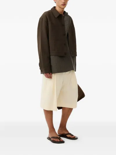 Studio Nicholson Piper Patch Pockets Cropped Jacket In Brown