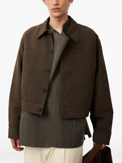 Studio Nicholson Piper Patch Pockets Cropped Jacket In Brown
