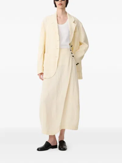 Studio Nicholson Bryde Button Patch Pocket Skirt In Yellow