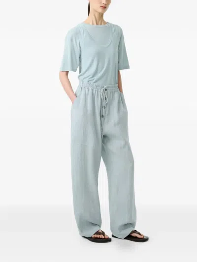 Studio Nicholson Attis Drawstring Patch Pocket Trousers In Blue