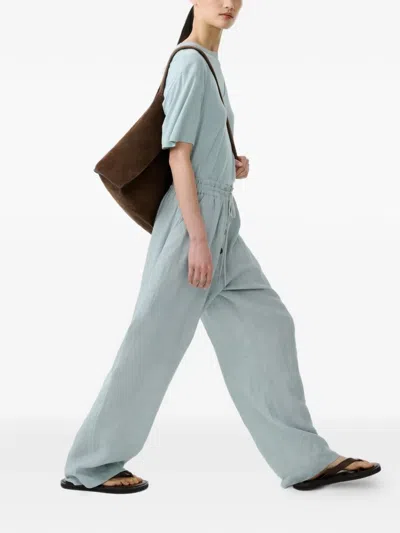 Studio Nicholson Attis Drawstring Patch Pocket Trousers In Blue