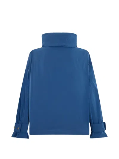 Moorer High-collar Button Jacket In Blue