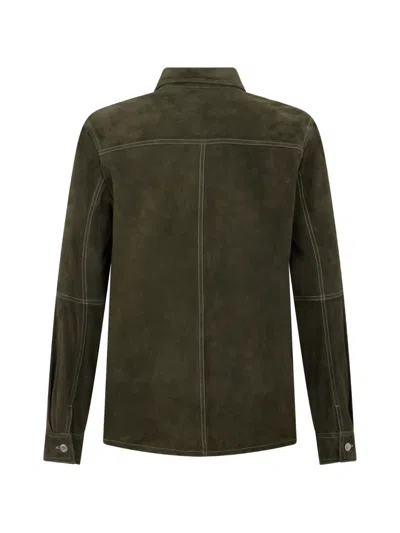 Moorer Flap-pocket Leather Jacket In Green
