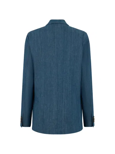 Moorer Button Pocket Blazer In Blue