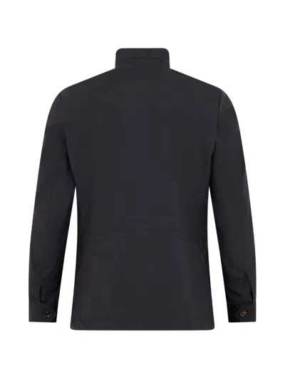 Moorer Flap-pocket Collar Jacket In Blue