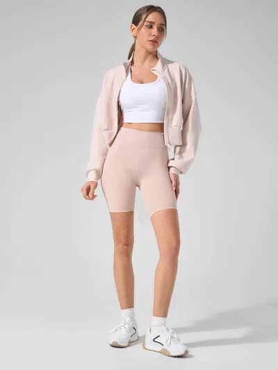 Fioboc Smoothblend Tummy Control Shaping High-waisted Short Leggings With Zip Pocket In Pink