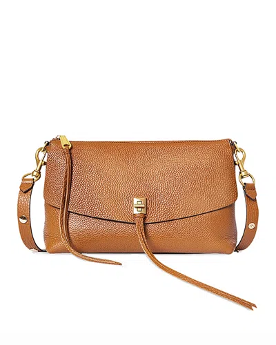 Rebecca Minkoff Darren Small Leather Top Zip Crossbody In Caramello