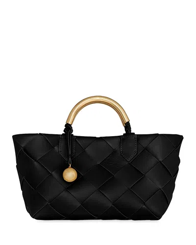 Rebecca Minkoff Frankie Woven Leather Tote Bag In Black