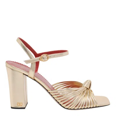 Valentino Garavani 90mm Vlogo Anne Metallic Leather Block-heel Sandals In Yellow