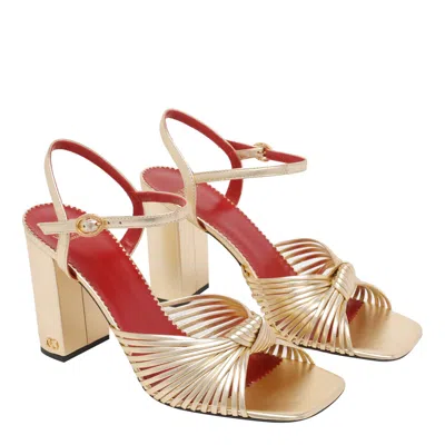 Valentino Garavani 90mm Vlogo Anne Metallic Leather Block-heel Sandals In Yellow