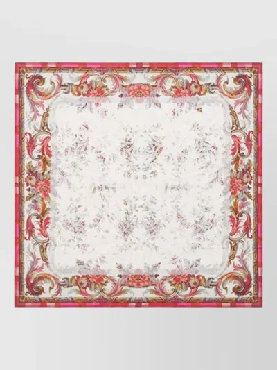 Pierre Louise Mascia Silk Scarf Lightweight Rectangular Ornate Pattern In Neutral