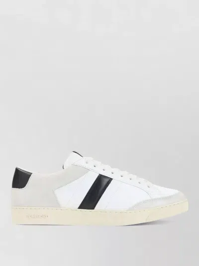 Tom Ford Panelled Suede And Grained Leather Sneakers In White