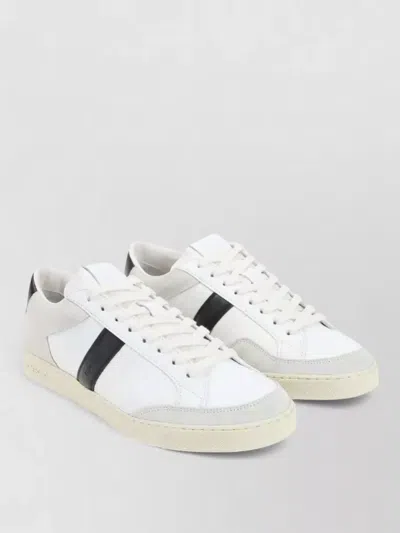 Tom Ford Panelled Suede And Grained Leather Sneakers In White