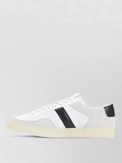 Tom Ford Panelled Suede And Grained Leather Sneakers In White