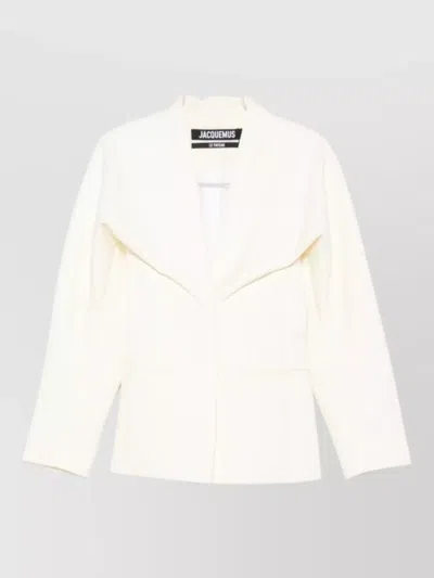 Jacquemus Chale Wool Blend Single Breasted Jacket In White