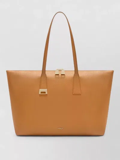Furla Olivia Borsa Shopping L Tabacco Marrone Pelle Di Vitello Granata Donna In Brown