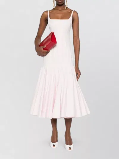 Jacquemus Agave Flared Midi Dress With Square Neckline In White