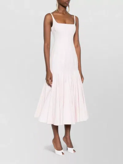 Jacquemus Agave Flared Midi Dress With Square Neckline In White