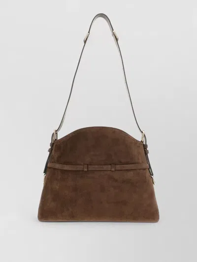 Givenchy Womens Ebony Brown Silver Voyou Medium Suede Shoulder Bag
