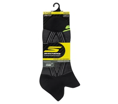 Skechers 3 Pack Men's Performance Low Cut Pattern Socks In Black