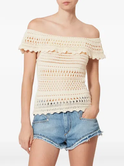 Isabel Marant Étoile Zaelle Off The Shoulder Crochet Top In Neutral
