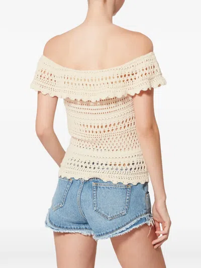 Isabel Marant Étoile Zaelle Off The Shoulder Crochet Top In Neutral