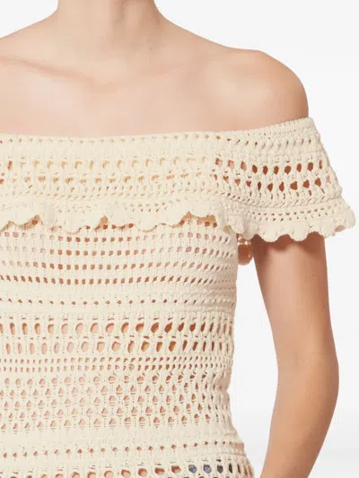 Isabel Marant Étoile Zaelle Off The Shoulder Crochet Top In Neutral