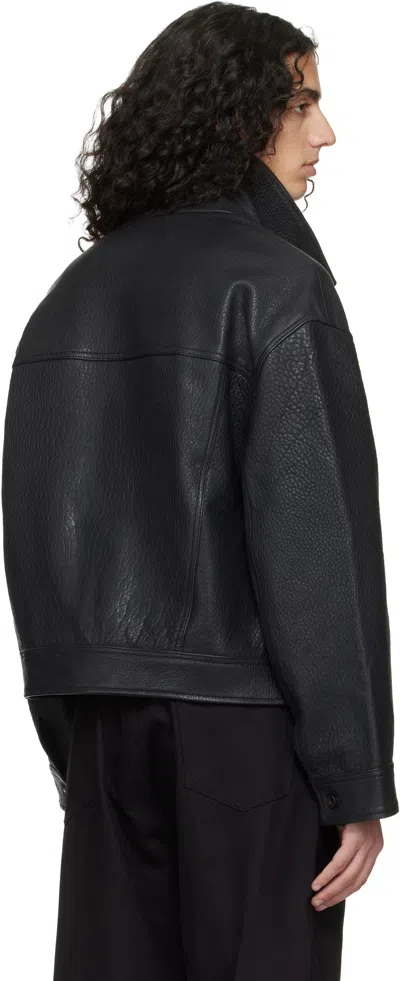 Studio Nicholson Oversized Doyard Leather Jacket In Black